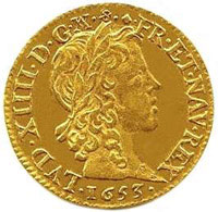 Луидор 1653 Людовик XIV, Золото